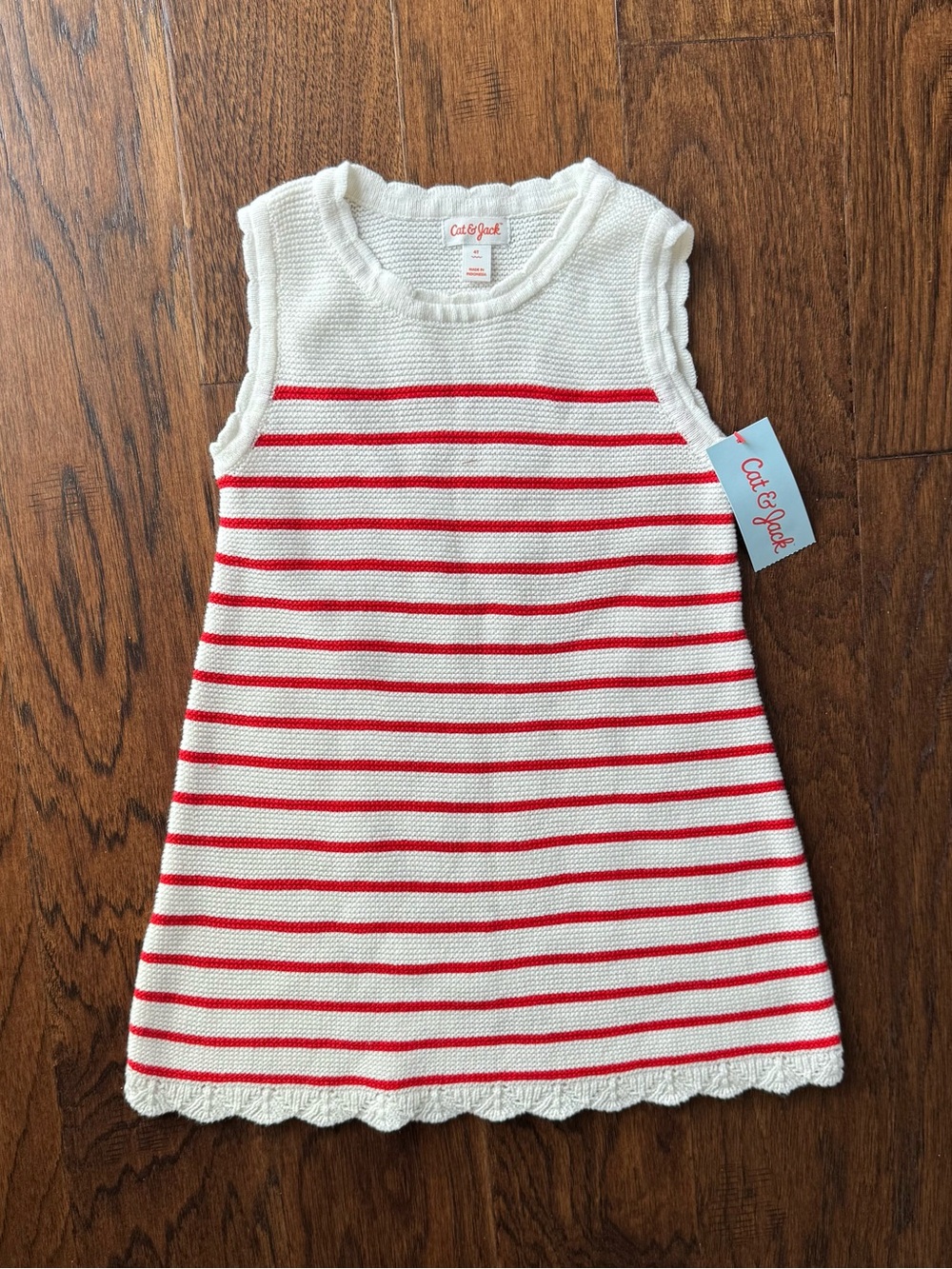 Cat & Jack White and Red Striped Knit Dress Size 4T